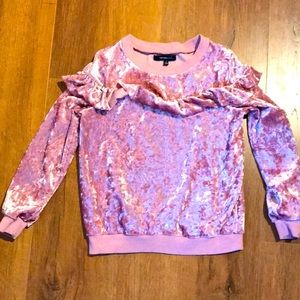 Velvet look girls long sleeve blouse